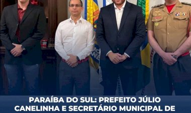 Prefeito Júlio Canelinha e secretário municipal de Defesa Civil participam de reunião no Comando-Geral dos Bombeiros