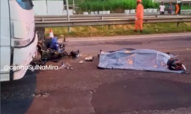 Motociclista morre após colisão com caminhão, na manhã desta terça-feira (07)