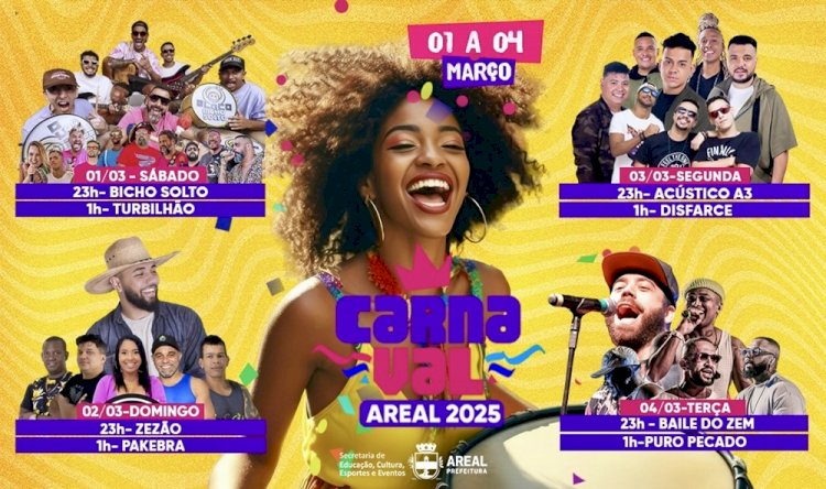 Areal se prepara para o Carnaval 2025 com programação animada de shows e blocos